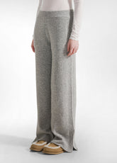 LOUNGE WIDE LEG KNITTED PANTS - GREY - GREY MELANGE | DEHA