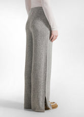 LOUNGE WIDE LEG KNITTED PANTS - GREY - GREY MELANGE | DEHA