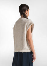 WOOLY BOUCLE' ZIPPED VEST - WHITE - CREAM | DEHA