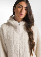 CAPPOTTO BOUCLE' CON ZIP E CAPPUCCIO BIANCO - CREAM | DEHA