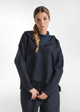 LIGHT BOILED WOOL HOODIE - BLUE - Knitwear - Outlet | DEHA