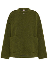 BOILED WOOL JACKET WITH ZIP - GREEN - Jacket - Outlet | DEHA
