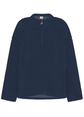 BIKER-JACKE AUS GEKOCHTER WOLLE - BLAU - NIGHT BLUE | DEHA