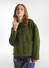 BOILED WOOL JACKET WITH ZIP - GREEN - Jacket - Outlet | DEHA