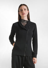 BIKERJACKE MIT MATELASSE-EFFEKT - SCHWARZ - BLACK | DEHA