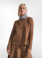 PULLOVER BICOLORE COLLO ALTO MARRONE - GLACE' BROWN | DEHA