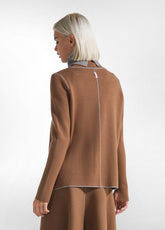 PULLOVER BICOLORE COLLO ALTO MARRONE - GLACE' BROWN | DEHA