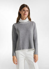 BI-COLOR HIGH NECK PULLOVER - GREY - SILVER GRAY | DEHA
