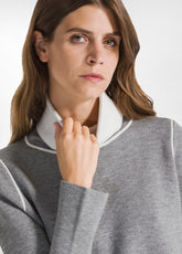BI-COLOR HIGH NECK PULLOVER - GREY - SILVER GRAY | DEHA