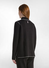 TWO TONE CARDIGAN WITH BLACK ZIP - BLACK | DEHA