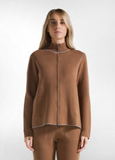TWO-TONE ZIPPED CARDIGAN BROWN - Knitwear - Outlet | DEHA