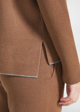 ZWEIFARBIGE STRICKJACKE MIT REISSVERSCHLUSS BRAUN - GLACE' BROWN | DEHA