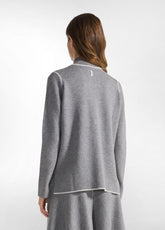 TWO-TONE CARDIGAN WITH GREY ZIP - SILVER GRAY | DEHA