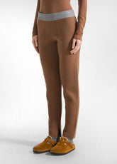 BI-COLOR KNITTED STRAIGHT PANTS - BROWN - GLACE' BROWN | DEHA