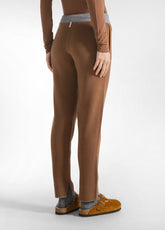 BI-COLOR KNITTED STRAIGHT PANTS - BROWN - GLACE' BROWN | DEHA