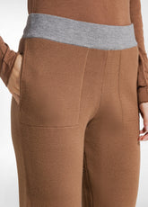 BI-COLOR KNITTED STRAIGHT PANTS - BROWN - GLACE' BROWN | DEHA