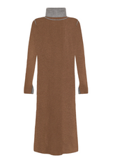 BI-COLOR KNITTED LONG DRESS - BROWN - Dresses, skirts, and suits - Outlet | DEHA