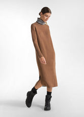 BI-COLOR KNITTED LONG DRESS - BROWN - Dresses, skirts, and suits - Outlet | DEHA