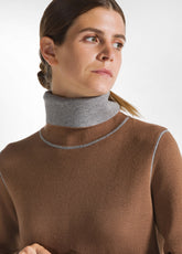 BI-COLOR KNITTED LONG DRESS - BROWN - GLACE' BROWN | DEHA