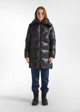 PIUMINO MIDI CON CAPPUCCIO NERO - BLACK | DEHA