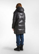 PIUMINO MIDI CON CAPPUCCIO NERO - BLACK | DEHA