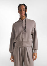 TUTA FELPA CON ZIP E PANTALONE PALAZZO IN MODAL SOFT TOUCH TORTORA - Comfort Sets | DEHA