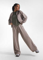 TUTA FELPA CON ZIP E PANTALONE PALAZZO IN MODAL SOFT TOUCH TORTORA - | DEHA