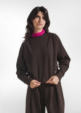 FELPA GIROCOLLO IN PUNTO MILANO MARRONE - Felpe e Maglie | DEHA