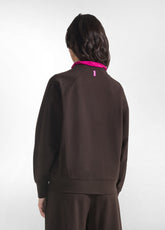 CREW NECK SWEATSHIRT IN MILANO STITCH BROWN - DARK BROWN | DEHA