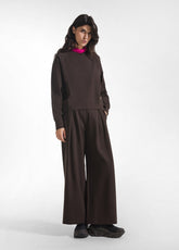 CREW NECK SWEATSHIRT IN MILANO STITCH BROWN - DARK BROWN | DEHA