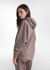 MILAN STITCH HOODIE WITH ZIP AND GREY HOOD - DOVE GREY | DEHA