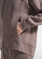 MILAN STITCH HOODIE WITH ZIP AND GREY HOOD - DOVE GREY | DEHA