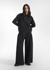 PANTALONE CON PINCES IN PUNTO MILANO NERO - BLACK | DEHA