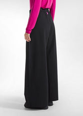 BLACK MILAN STITCH TROUSERS WITH PLEATS - BLACK | DEHA