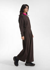 PANTALONE CON PINCES IN PUNTO MILANO MARRONE - Pantaloni | DEHA