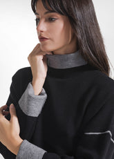 MAGLIA BICOLORE A COLLO ALTO NERO - BLACK | DEHA