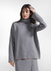 COMPLETO MAGLIA A COLLO ALTO E GONNA A PORTAFOGLIO BICOLORE GRIGIO - | DEHA