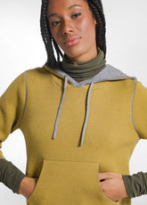 MAGLIA GIROCOLLO BICOLORE CON CAPPUCCIO VERDE - MUSTARD GREEN | DEHA