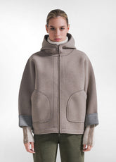 GIACCONE BICOLORE IN SCUBA CON ZIP GRIGIO - Felpe e Maglie | DEHA