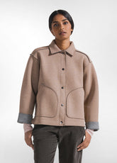 GIACCA BICOLORE IN SCUBA CON BOTTONI MARRONE - CAMEL BROWN | DEHA