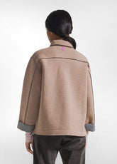 GIACCA BICOLORE IN SCUBA CON BOTTONI MARRONE - CAMEL BROWN | DEHA