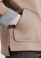 GIACCA BICOLORE IN SCUBA CON BOTTONI MARRONE - CAMEL BROWN | DEHA