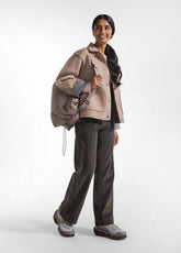 GIACCA BICOLORE IN SCUBA CON BOTTONI MARRONE - CAMEL BROWN | DEHA