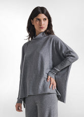 COMPLETO MAGLIA OVER A COLLO ALTO E PANTALONE IN MAGLIA MISTO CASHMERE GRIGIO - | DEHA