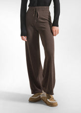 BROWN CASHMERE BLEND KNITTED PANTS - KAKI BROWN | DEHA