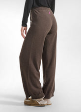 BROWN CASHMERE BLEND KNITTED PANTS - KAKI BROWN | DEHA
