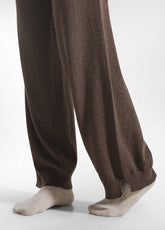 BROWN CASHMERE BLEND KNITTED PANTS - KAKI BROWN | DEHA