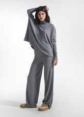 COMPLETO MAGLIA OVER A COLLO ALTO E PANTALONE IN MAGLIA MISTO CASHMERE GRIGIO - | DEHA