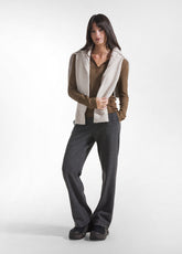 T-SHIRT SERAFINO A MANICA LUNGA IN MISTO CASHMERE MARRONE | DEHA