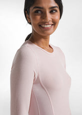 T-SHIRT GIROCOLLO MANICA LUNGA A COSTINE IN MISTO CASHMERE ROSA - Top & T-shirts | DEHA